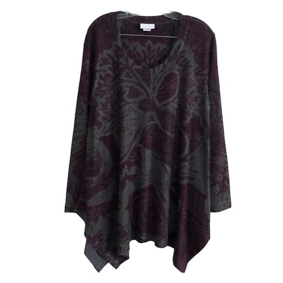 Soft Surroundings Tops - Soft Surroundings Women's Tunic Knit Top Size L Floral Purple Lagenlook Stretch